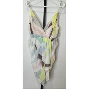 Alice + Olivia Isadora Wrap Pastel Chiffon Ruffle Drape Dress Size Medium